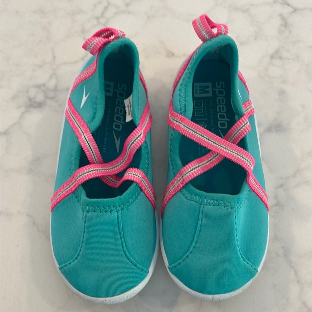 Speedo Water Shoes Blue Pink Flat Sole